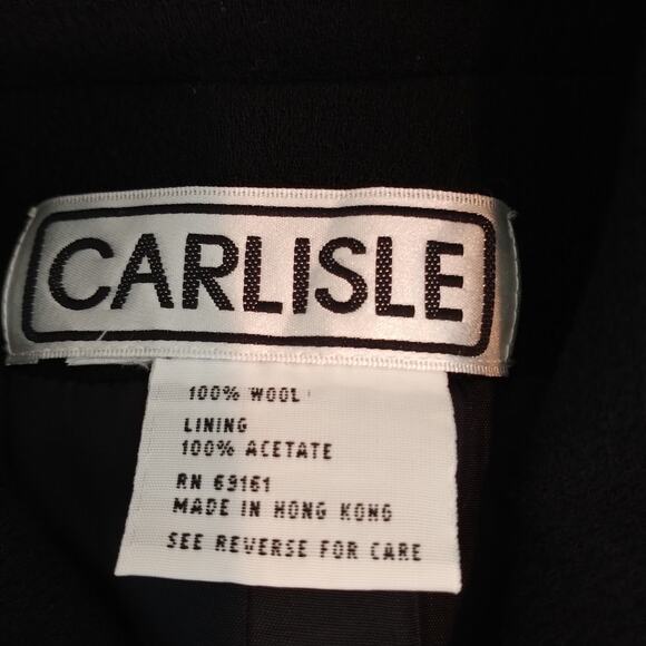 Carlisle Black Wool Jacket Blazer Zip Front Vintage - Picture 6 of 6